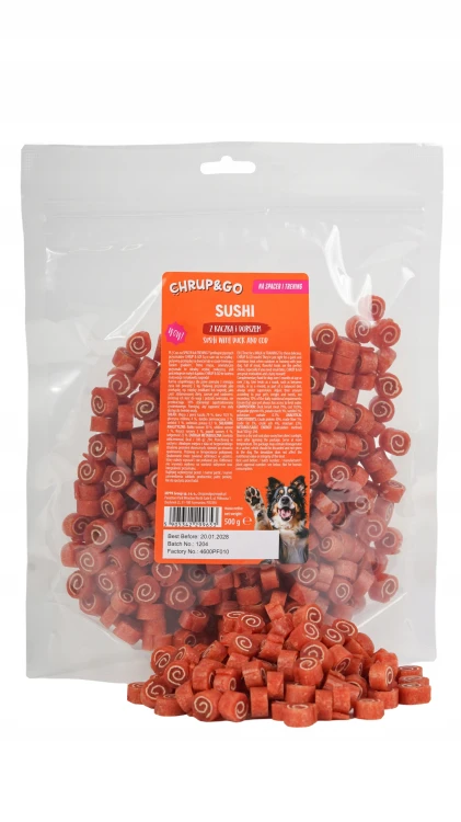 Chrup&Go Przysmak dla psa Sushi z kaczką i dorszem 500g Treserki