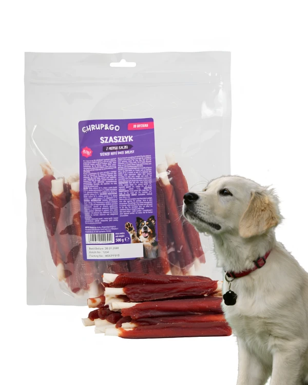 Chrup&Go Przysmak dla psa Szaszłyk z piersią kaczki 500g Smakołyki