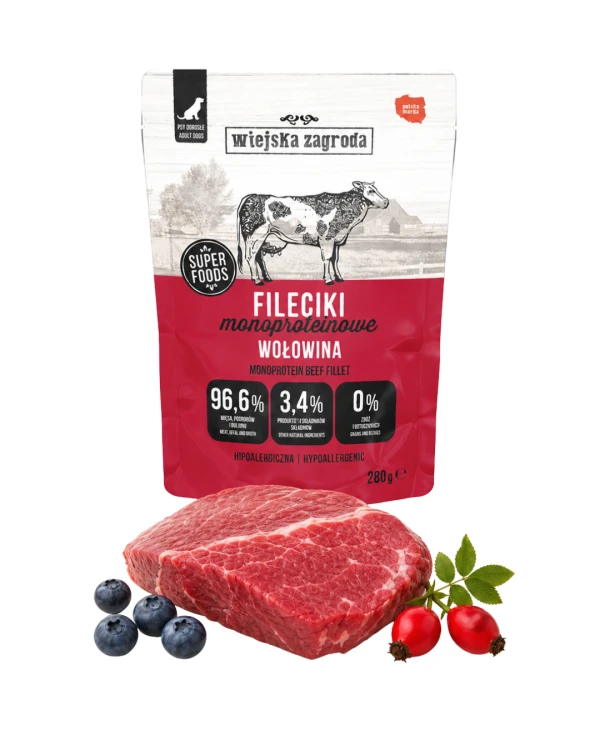 Wiejska Zagroda Karma mokra dla psa Fileciki Wołowina Monoproteinowa 280g