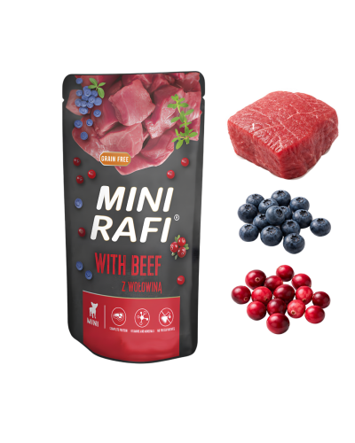 RAFI MINI Karma mokra dla psa WOŁOWINA 150g Saszetka Dolina Noteci