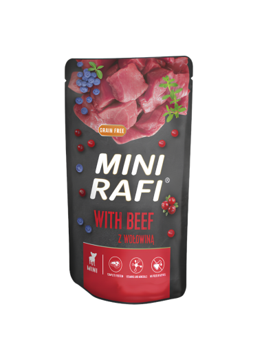 RAFI MINI Karma mokra dla psa WOŁOWINA 150g Saszetka Dolina Noteci