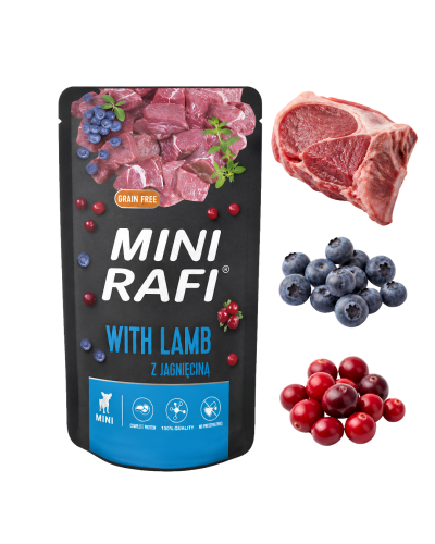 RAFI MINI Karma mokra dla psa JAGNIĘCINA 150g Saszetka Dolina Noteci