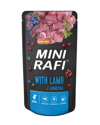 RAFI MINI Karma mokra dla psa JAGNIĘCINA 150g Saszetka Dolina Noteci