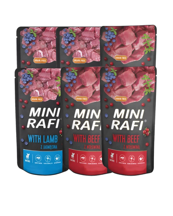 RAFI MINI Karma mokra dla psa mix 6x150g Saszetka Dolina Noteci