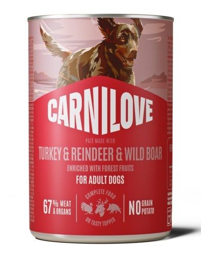 CARNILOVE CAN PATE Mokra karma dla psa INDYK I DZIK 400g