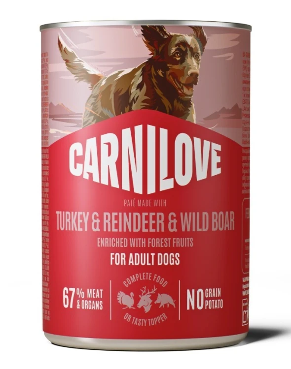 CARNILOVE CAN PATE Mokra karma dla psa INDYK I DZIK 400g