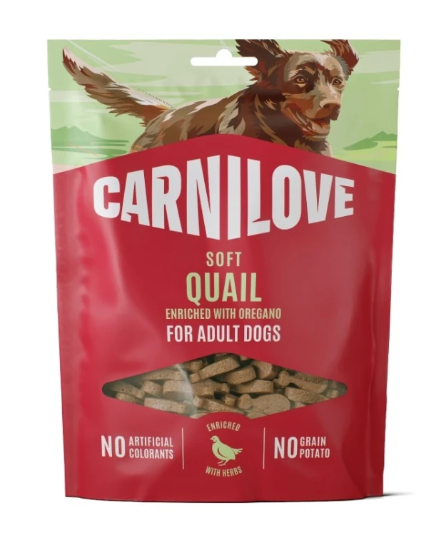 CARNILOVE Przysmak dla psa SOFT SNACK Przepiórka 200g TRESERKI
