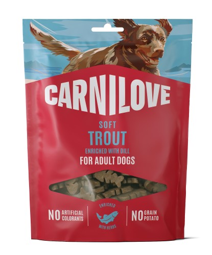 CARNILOVE Przysmak dla psa SOFT SNACK Pstrąg 200g MIĘKKIE TRESERKI