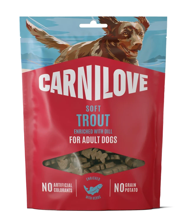 CARNILOVE Przysmak dla psa SOFT SNACK Pstrąg 200g MIĘKKIE TRESERKI