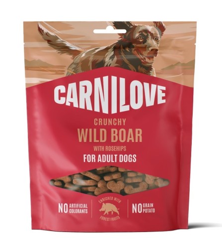 CARNILOVE Przysmak dla psa CRUNCHY SNACK Dzik z różą 200g TRESERKI