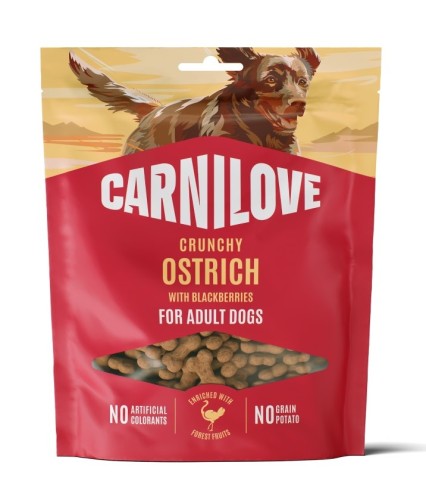 CARNILOVE Przysmak dla psa CRUNCHY SNACK Struś z jeżynami 200g TRESERKI