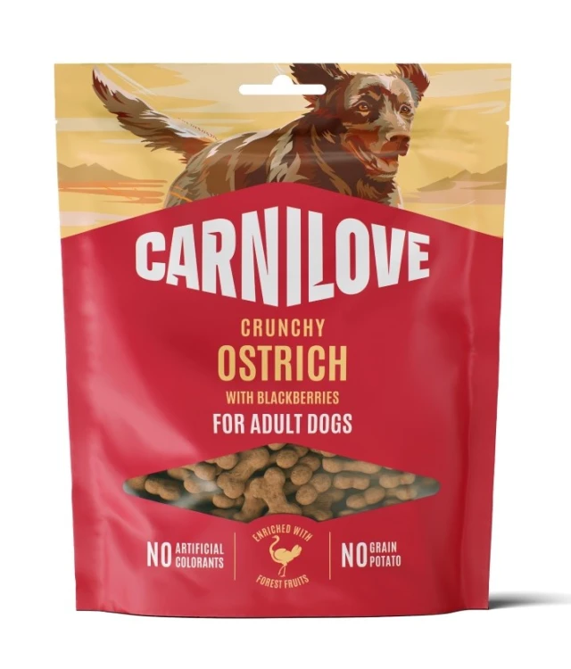 CARNILOVE Przysmak dla psa CRUNCHY SNACK Struś z jeżynami 200g TRESERKI