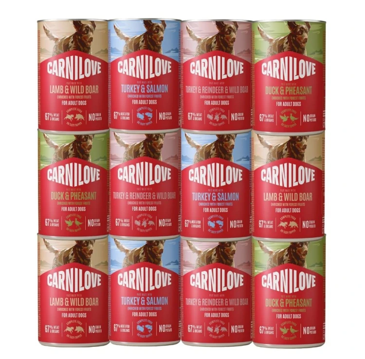 CARNILOVE CAN PATE Mokra karma dla psa MIX SMAKÓW 12x400g