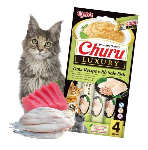 INABA CAT CHURU LUXURY Kremowy przysmak dla kota Tuńczyk z solą 4x14g