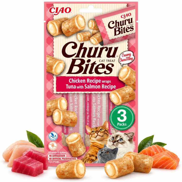 INABA Cat Churu Bites przysmak dla kota kurczak z tuńczykiem i łososiem 3x10g (30g)