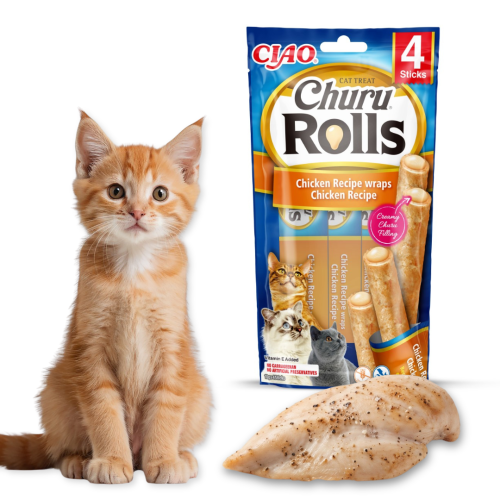 INABA CAT CHURU ROLLS Przysmak dla kota Kurczak 4x10g Pałeczki