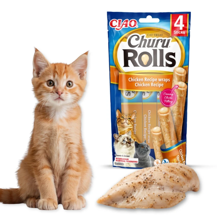 INABA CAT CHURU ROLLS Przysmak dla kota Kurczak 4x10g Pałeczki