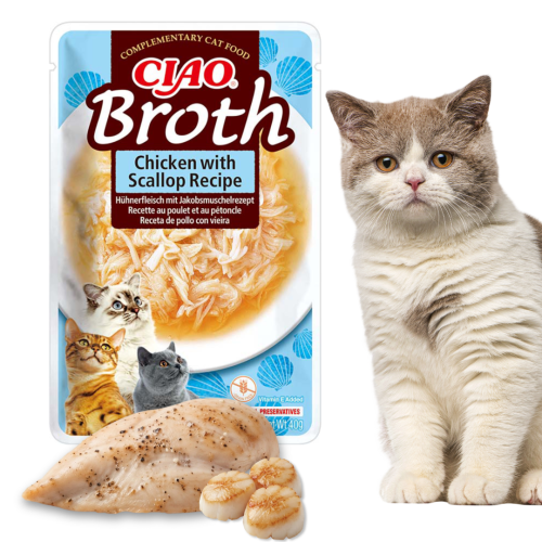 INABA CAT CIAO BROTH Karma uzupełniająca Kurczak Przegrzebki w bulionie 40g