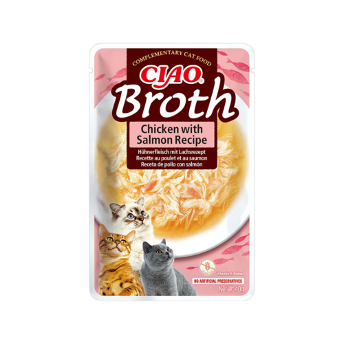 INABA CAT CIAO BROTH Karma uzupełniająca Kurczak i Łosoś w bulionie 40g