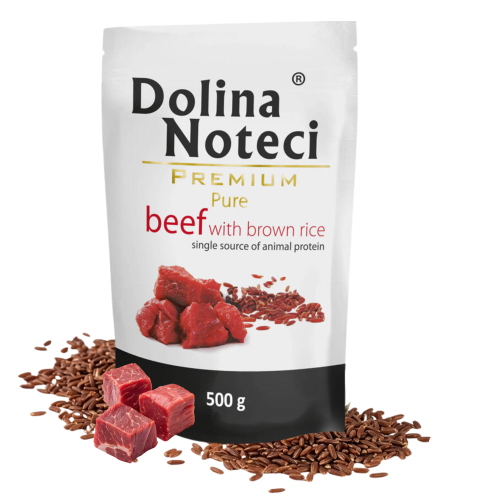 DOLINA NOTECI PREMIUM PURE Mokra karma dla psa WOŁOWINA RYZ 500g