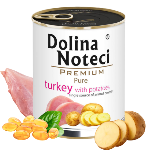 DOLINA NOTECI PREMIUM PURE Mokra karma dla psa INDYK Z ZIEMNIAKAMI 800g